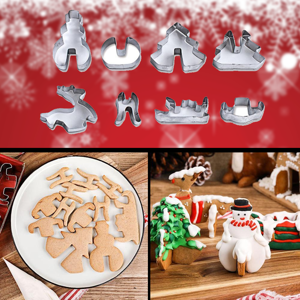 Cortador de galletas navideño 3D (8 piezas)