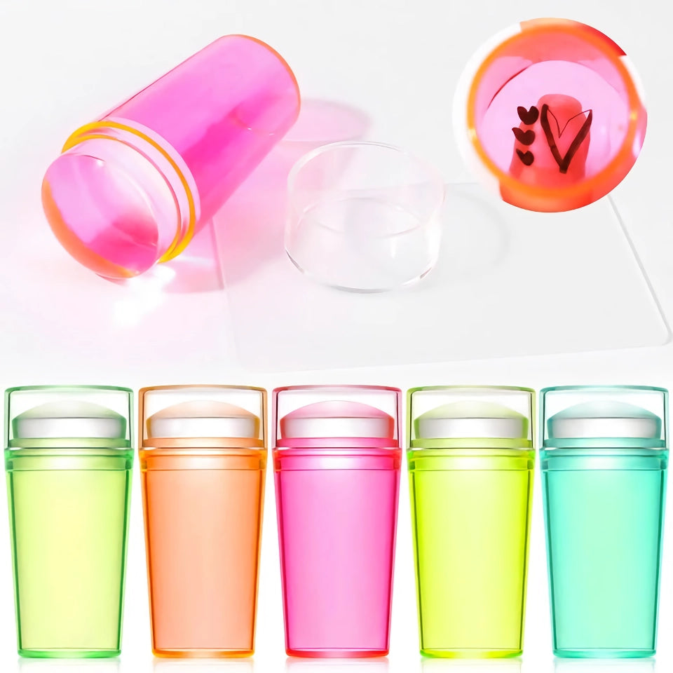 💅 50 % DE DESCUENTO HOY - Juego de raspador y estampador de uñas con gelatina transparente - Herramienta de manicura con diseño de malvavisco de silicona