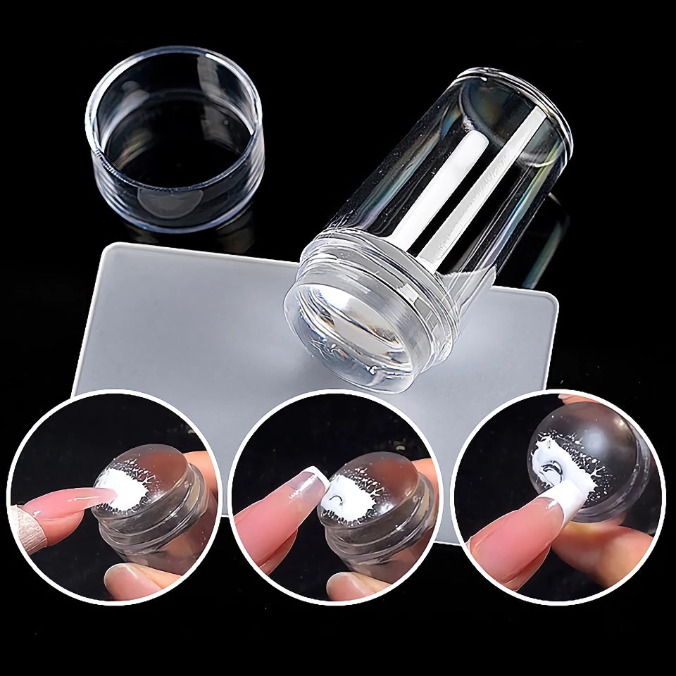 💅 50 % DE DESCUENTO HOY - Juego de raspador y estampador de uñas con gelatina transparente - Herramienta de manicura con diseño de malvavisco de silicona