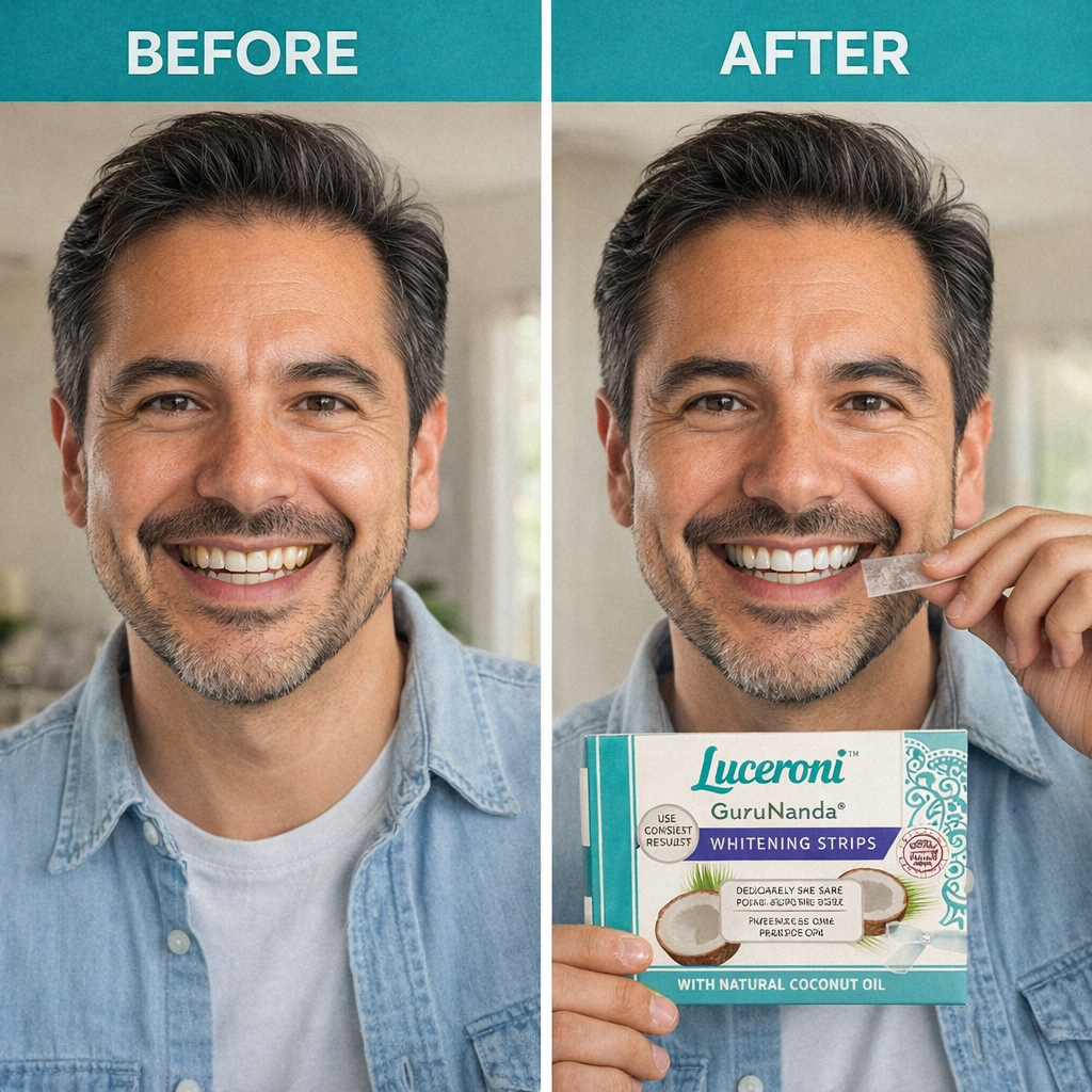 Tiras blanqueadoras de dientes LUCERONI™ con aceite de coco natural