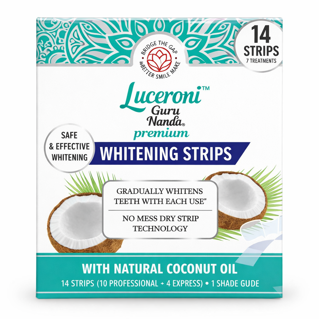 Tiras blanqueadoras de dientes LUCERONI™ con aceite de coco natural