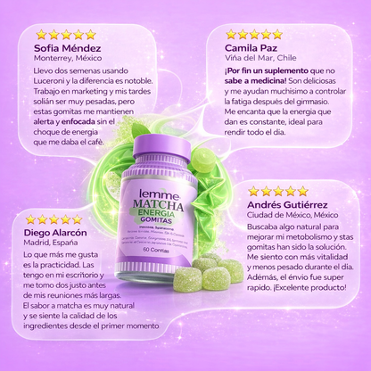 60 Gomitas de Energía natural | Lemme Matcha