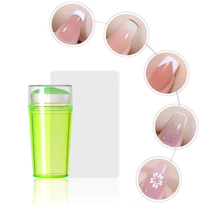 💅 50 % DE DESCUENTO HOY - Juego de raspador y estampador de uñas con gelatina transparente - Herramienta de manicura con diseño de malvavisco de silicona