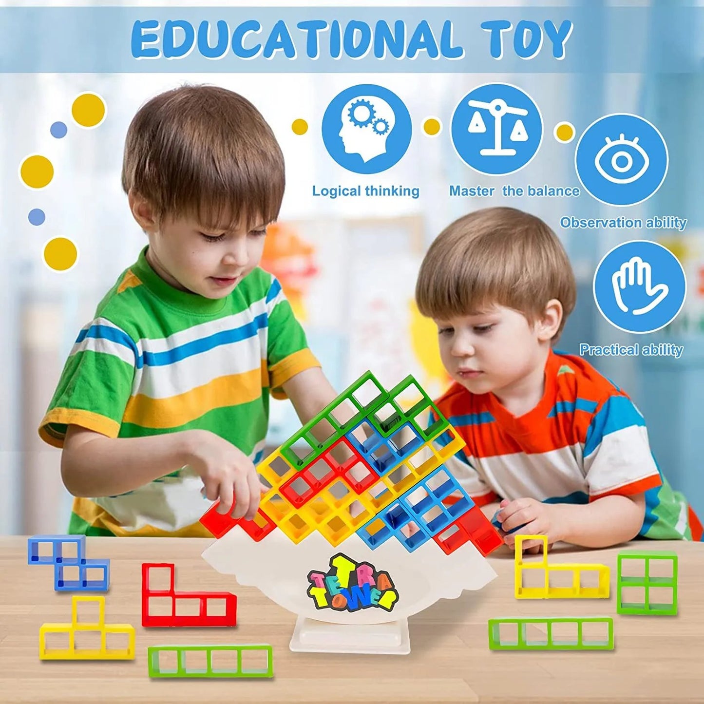 TORRE TETRA 3D: Juego interactivo para todas las edades | Vacaciones alegres