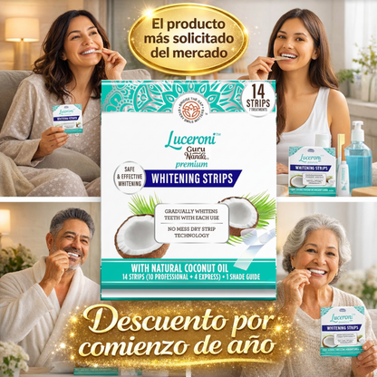 Luceroni™ Tiras blanqueadoras dentales con aceite de coco natural