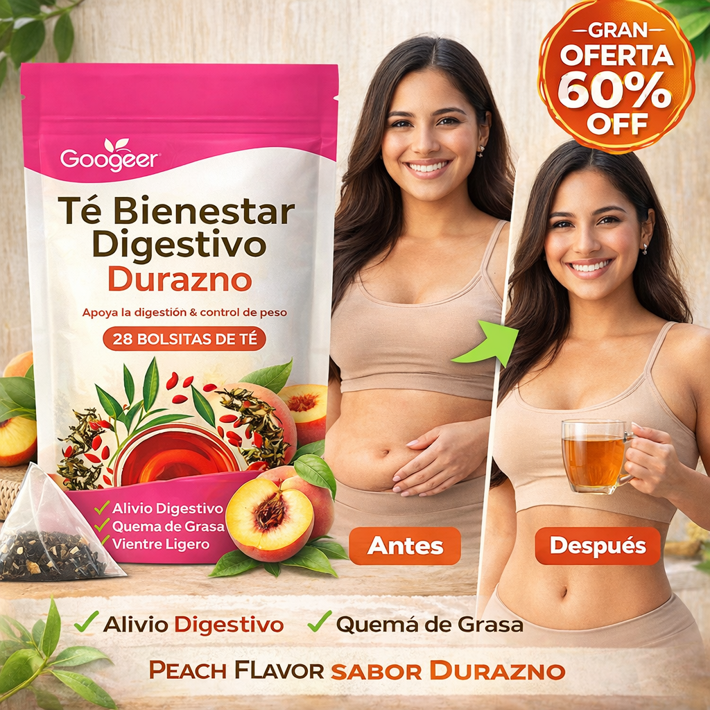 28 Bolsitas de Té Detox Bienestar Digestivo Durazno