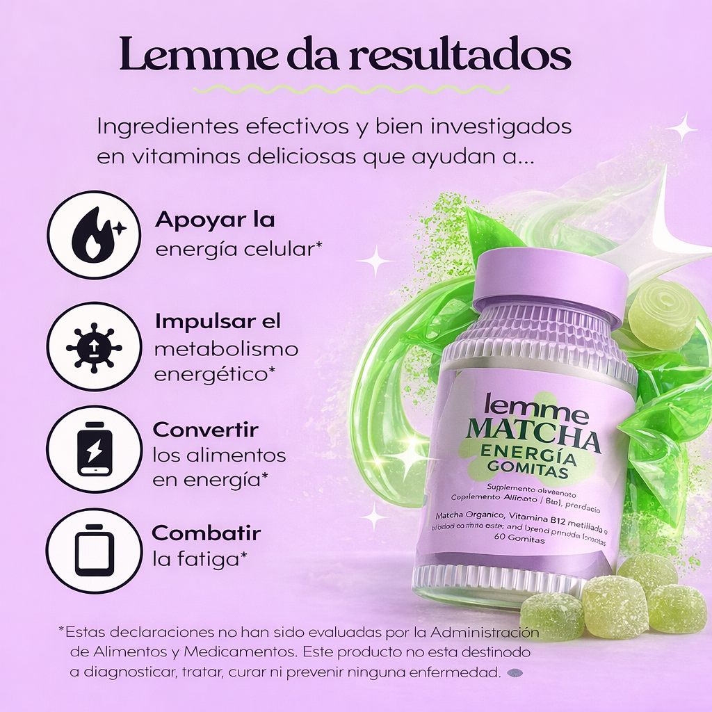 60 Gomitas de Energía natural | Lemme Matcha