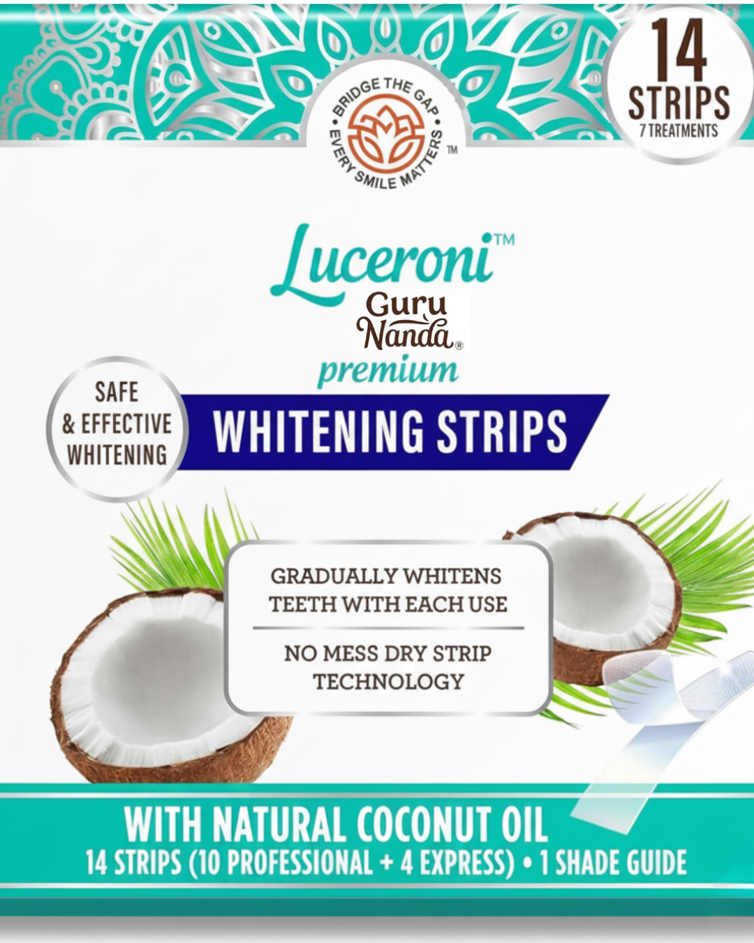 Luceroni™ Tiras blanqueadoras dentales con aceite de coco natural