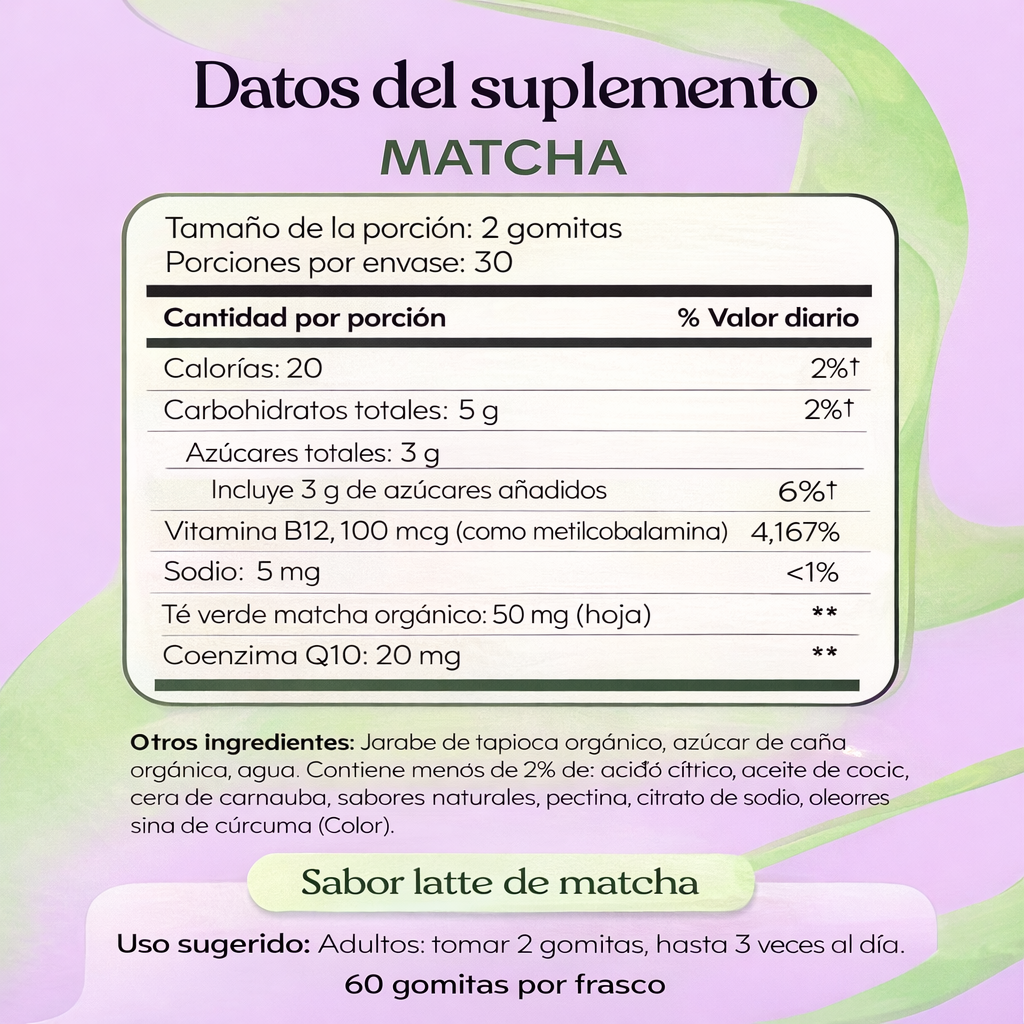 60 Gomitas de Energía natural | Lemme Matcha