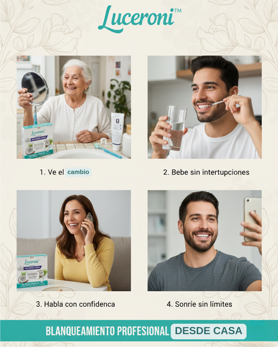Luceroni™ Tiras blanqueadoras dentales con aceite de coco natural
