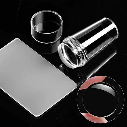 💅 50 % DE DESCUENTO HOY - Juego de raspador y estampador de uñas con gelatina transparente - Herramienta de manicura con diseño de malvavisco de silicona