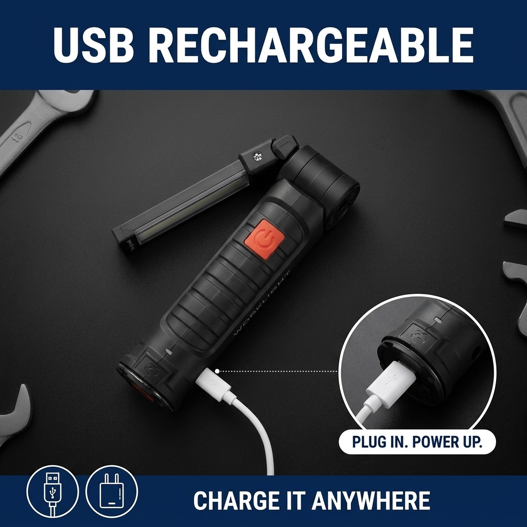 360° USB Rechargeable Magnetic Work Light (2 pcs)